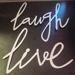 White Script Wall Decor 'Laugh Live'